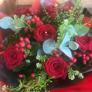 Valentine Luxury Red Rose Hand Tied Bouquet